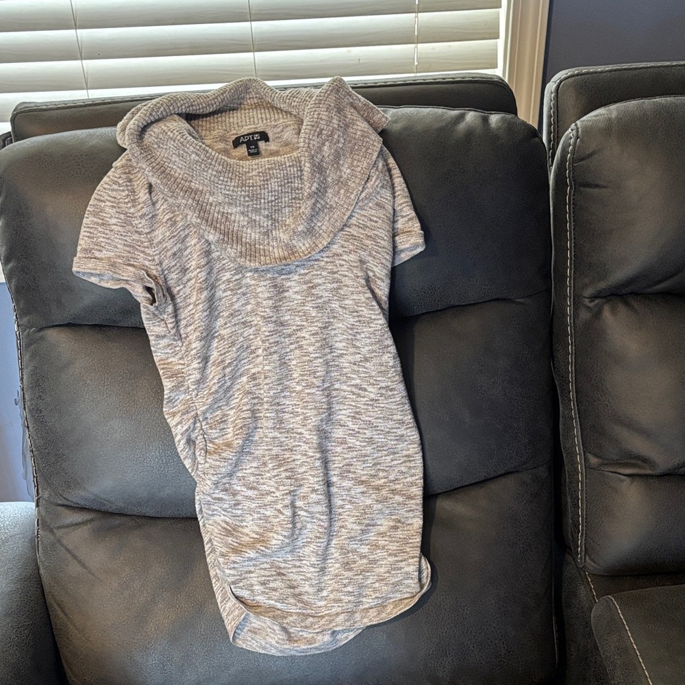 Apt. 9 Heathered Light Gray Short-Sleeve Cowl Neck Top